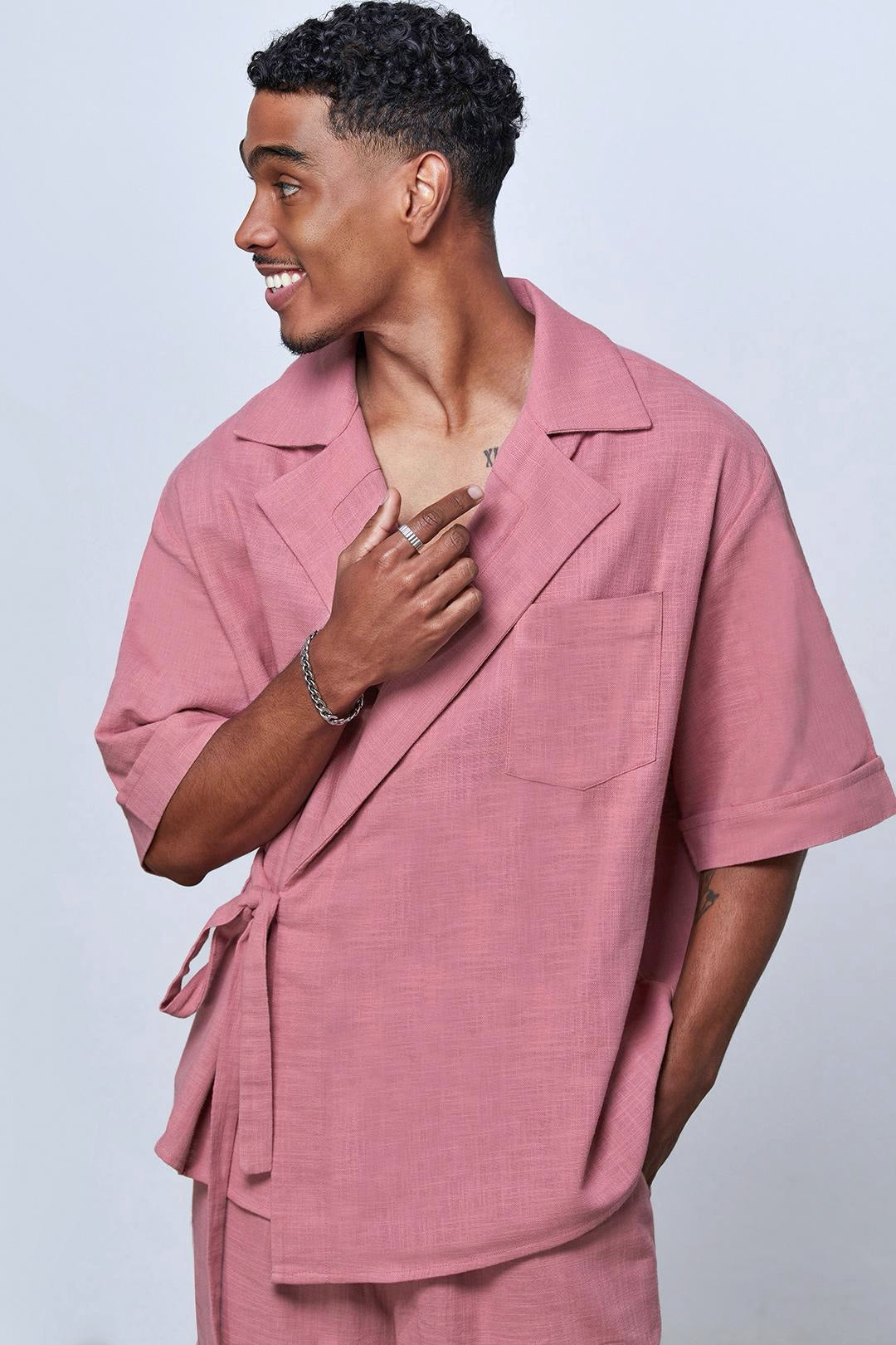 Striped Lounge Set-Fresh Pink Str main image 1