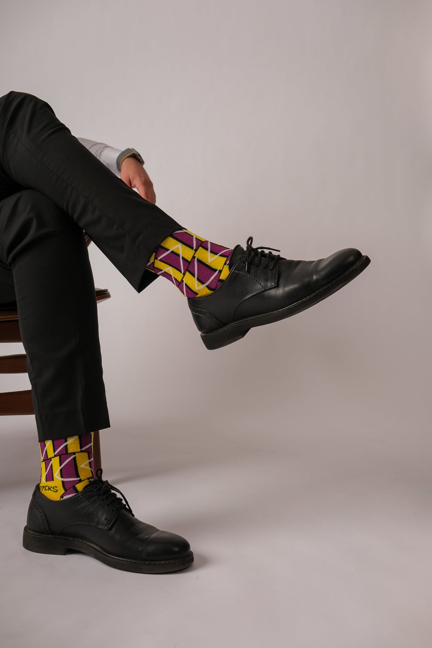 2 Pack Yellow and Purple Geometric Socks