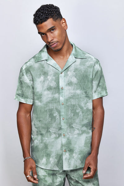 Forest %100 Linen Oversize Shirt