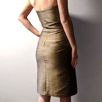 Bodycon Gold Dress - Out of Sync - The Clothing Lounge