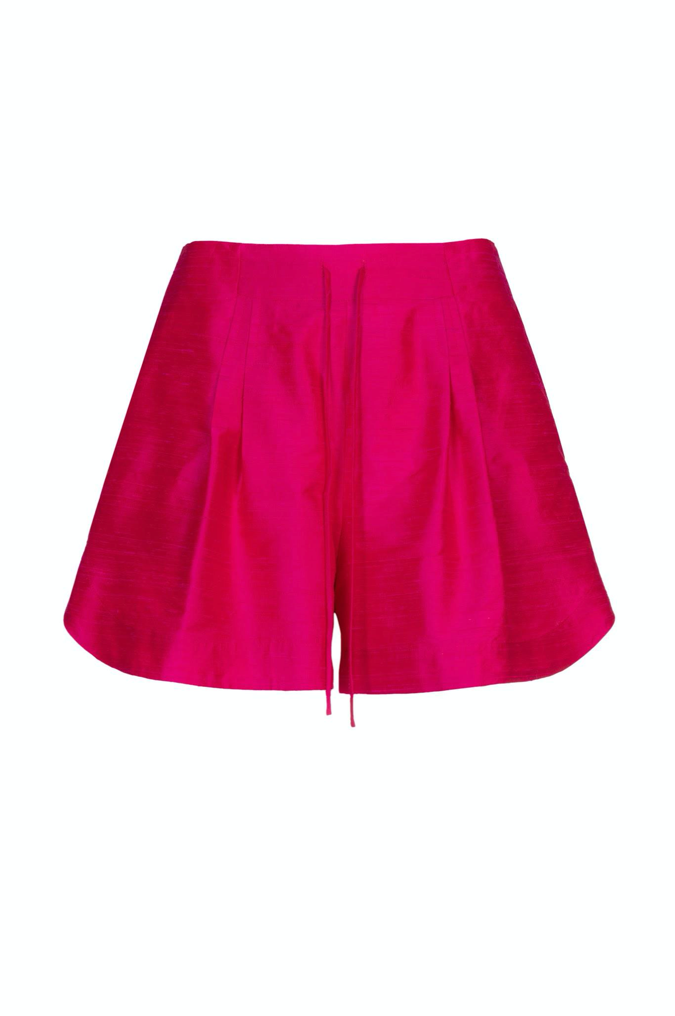Pink Silk Shorts with Drawstring