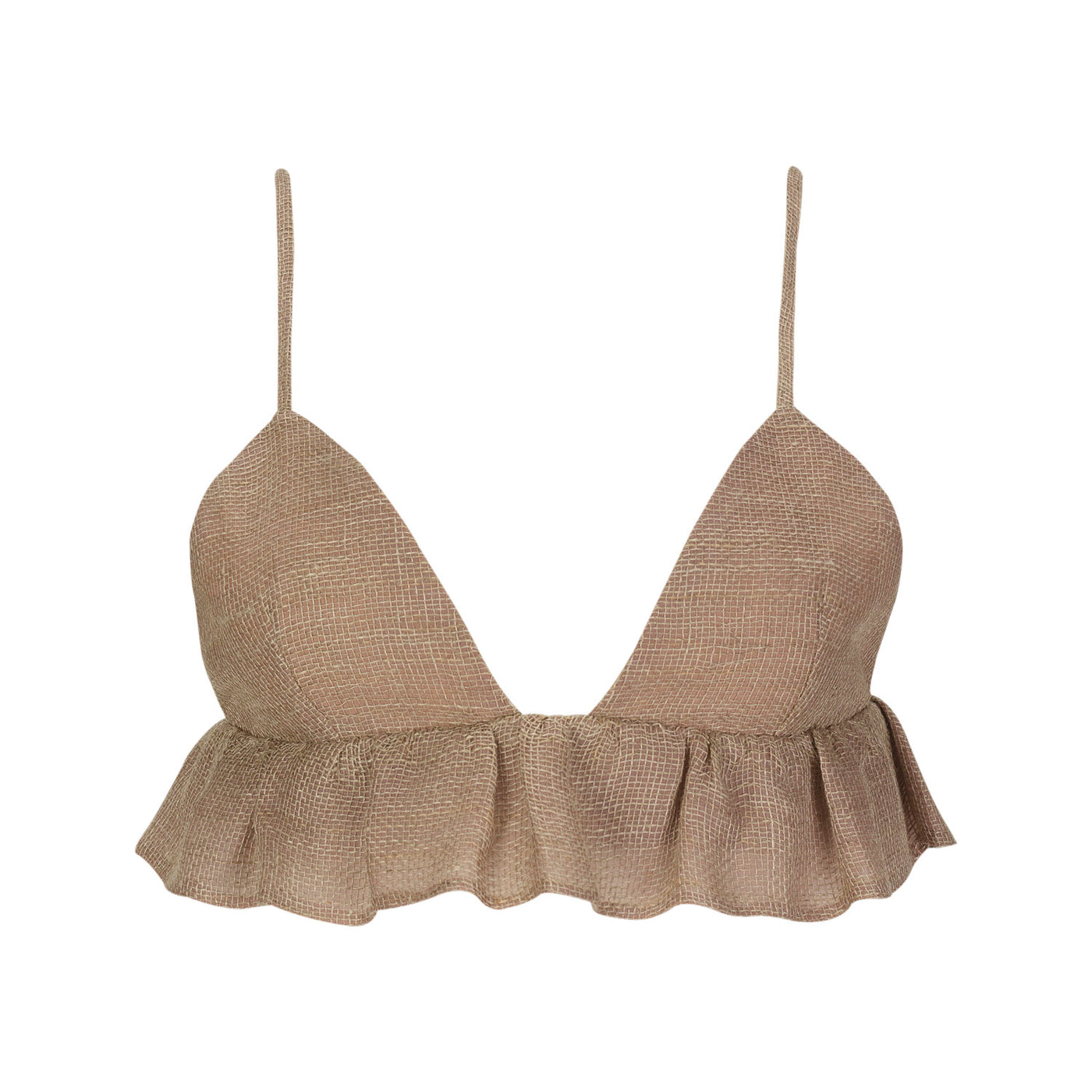 Handmade Linen Bralette with Double Frill