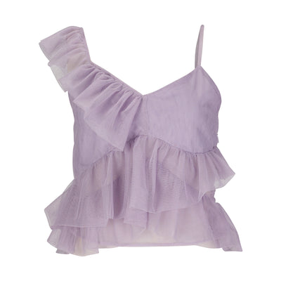 Lilac Recycled Tulle Ruffle Top