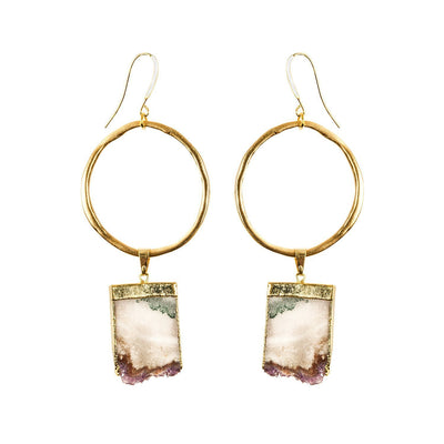 Amethyst Gold Hoop Gemstone Earrings - The Clothing LoungeTiana Jewel