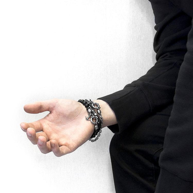 BLACK LIVERPOOL SILVER AND ROPE BRACELET - The Clothing LoungeANCHOR & CREW