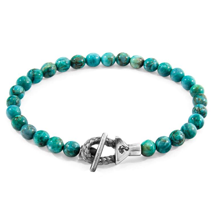 BLUE TURQUOISE MANTARO SILVER AND STONE BRACELET - The Clothing LoungeANCHOR & CREW