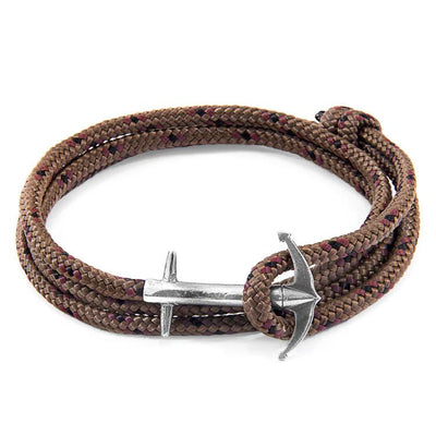 BROWN ADMIRAL ANCHOR SILVER AND ROPE BRACELET - The Clothing LoungeANCHOR & CREW