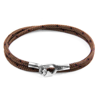 BROWN TENBY SILVER AND ROPE BRACELET - The Clothing LoungeANCHOR & CREW