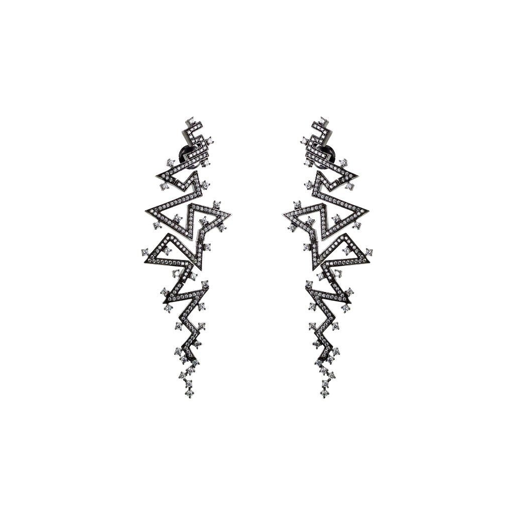 Linear Black Gold Statement Earrings - The Clothing LoungeSATORI ACCESSORIES