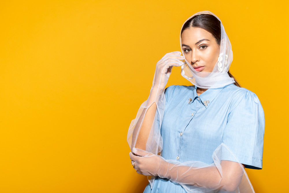 Noche vida design blue denim pleated dress