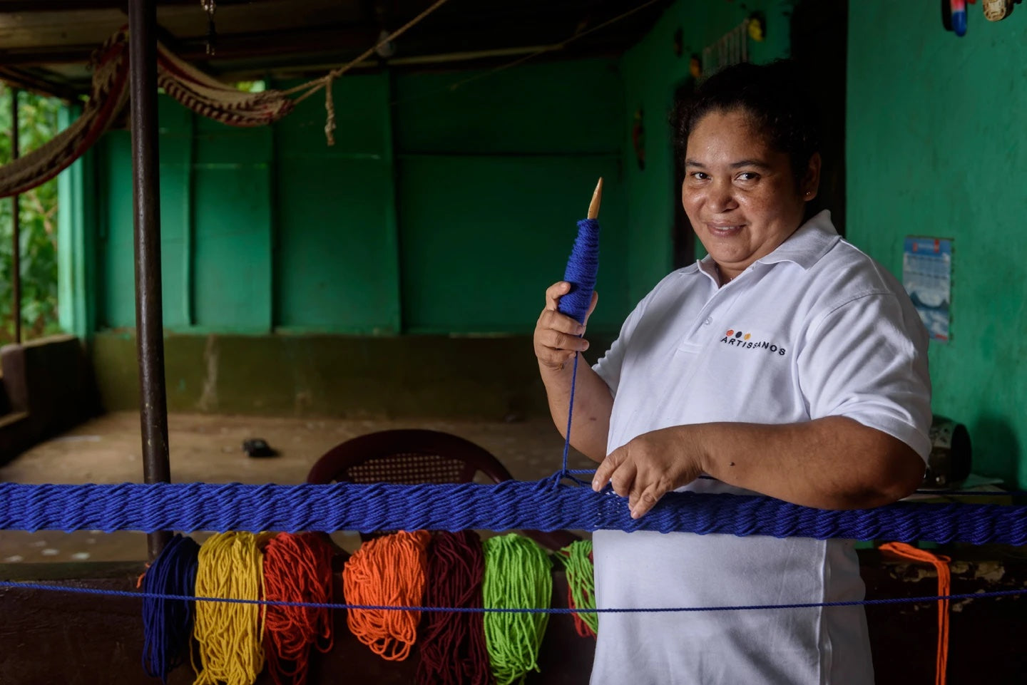 White macrame hammock