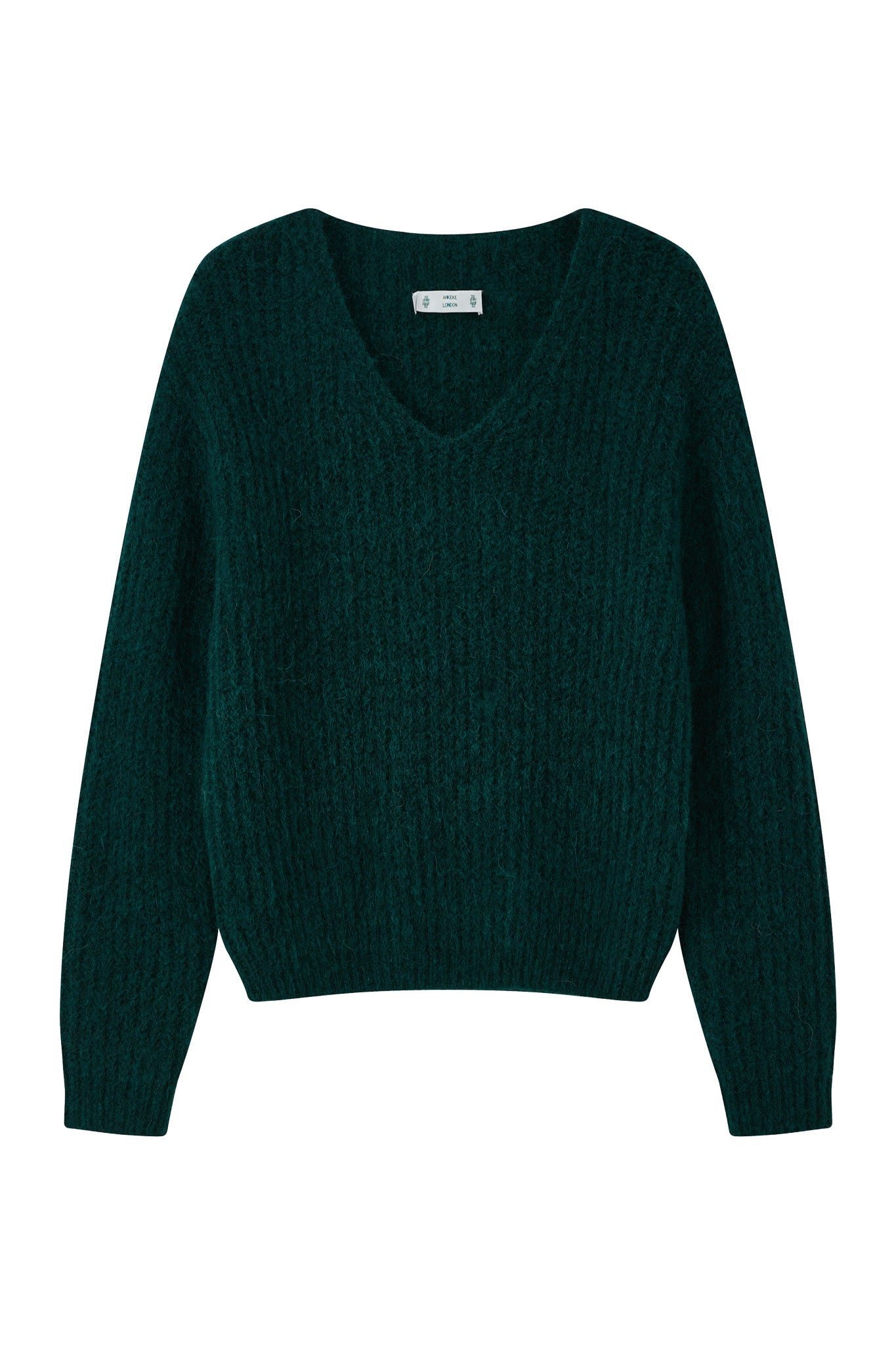 Immy V-neck Basic Alpaca wool  Knit Jumper  - Forest