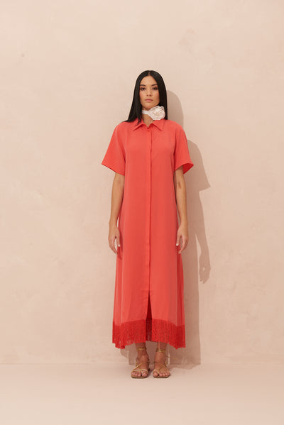 FARAH Fringed Shirt Dress