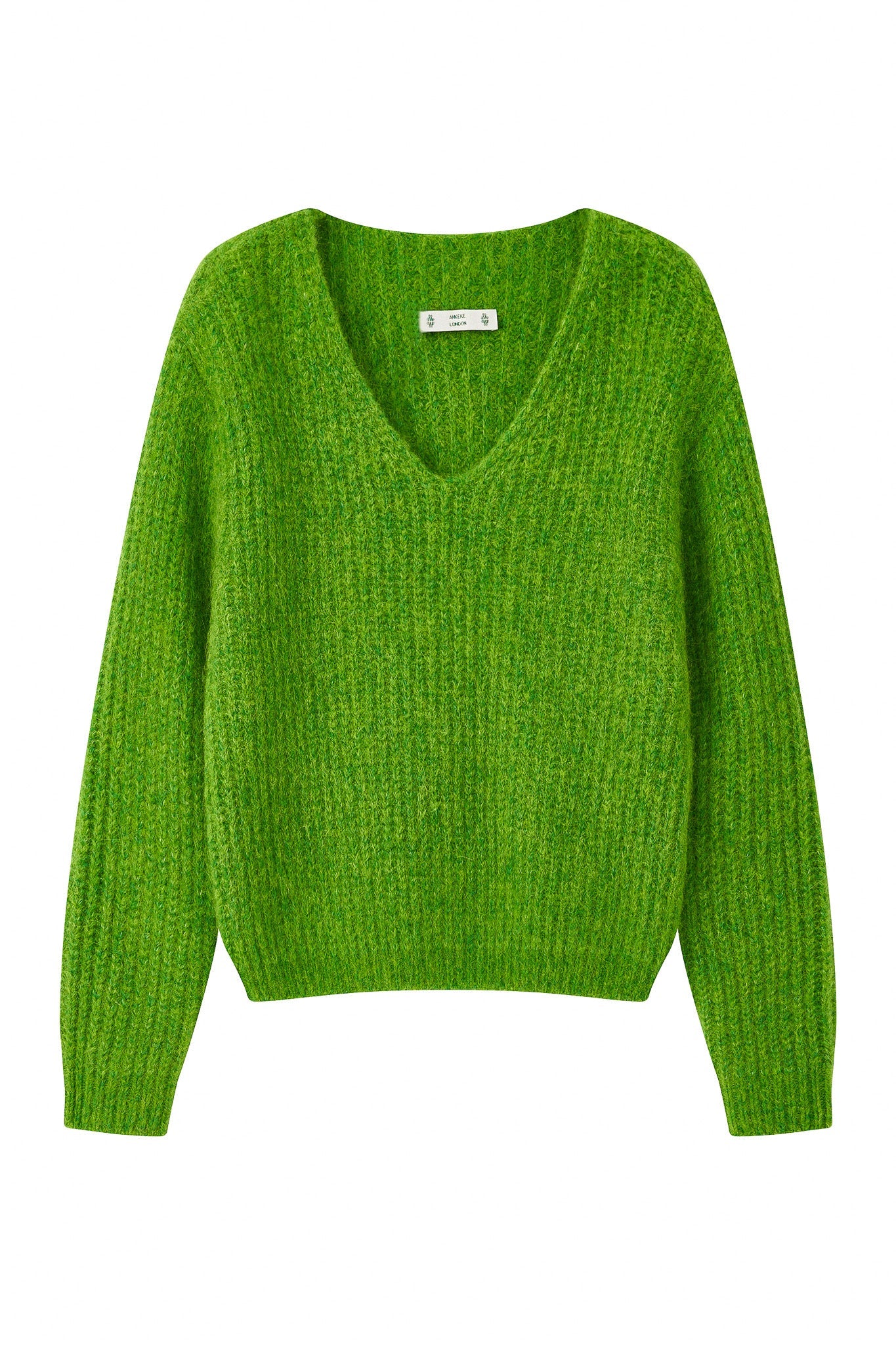 Immy V-neck Basic Alpaca Wool Knit Jumper - Green
