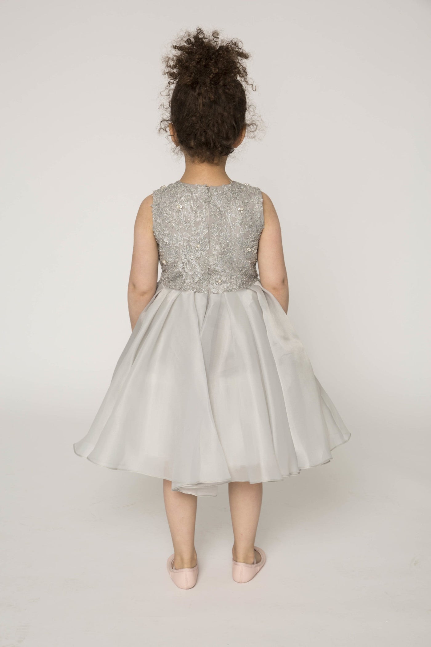 Embellished organza high low dress