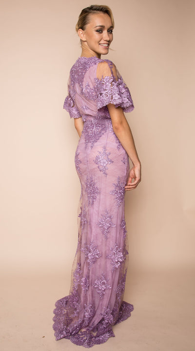 Floral lace lavender gown