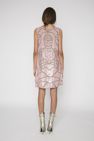 Iridescent sequin beaded mini dress