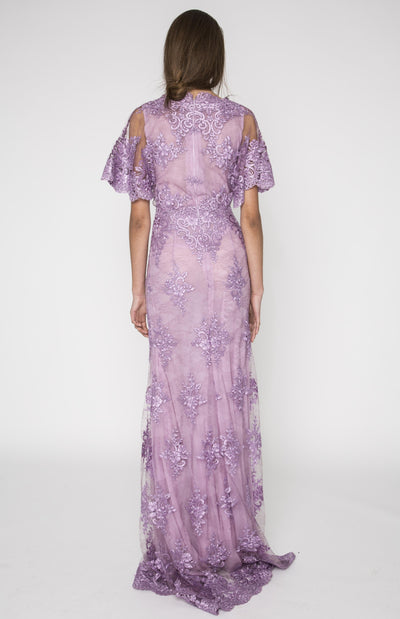 Floral lace lavender gown