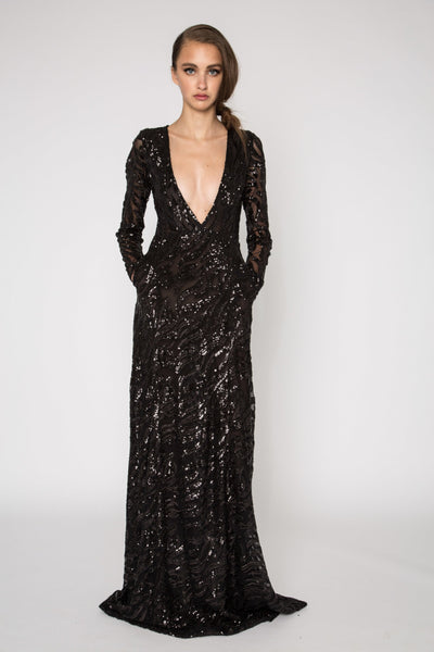 sequin gown with pockets