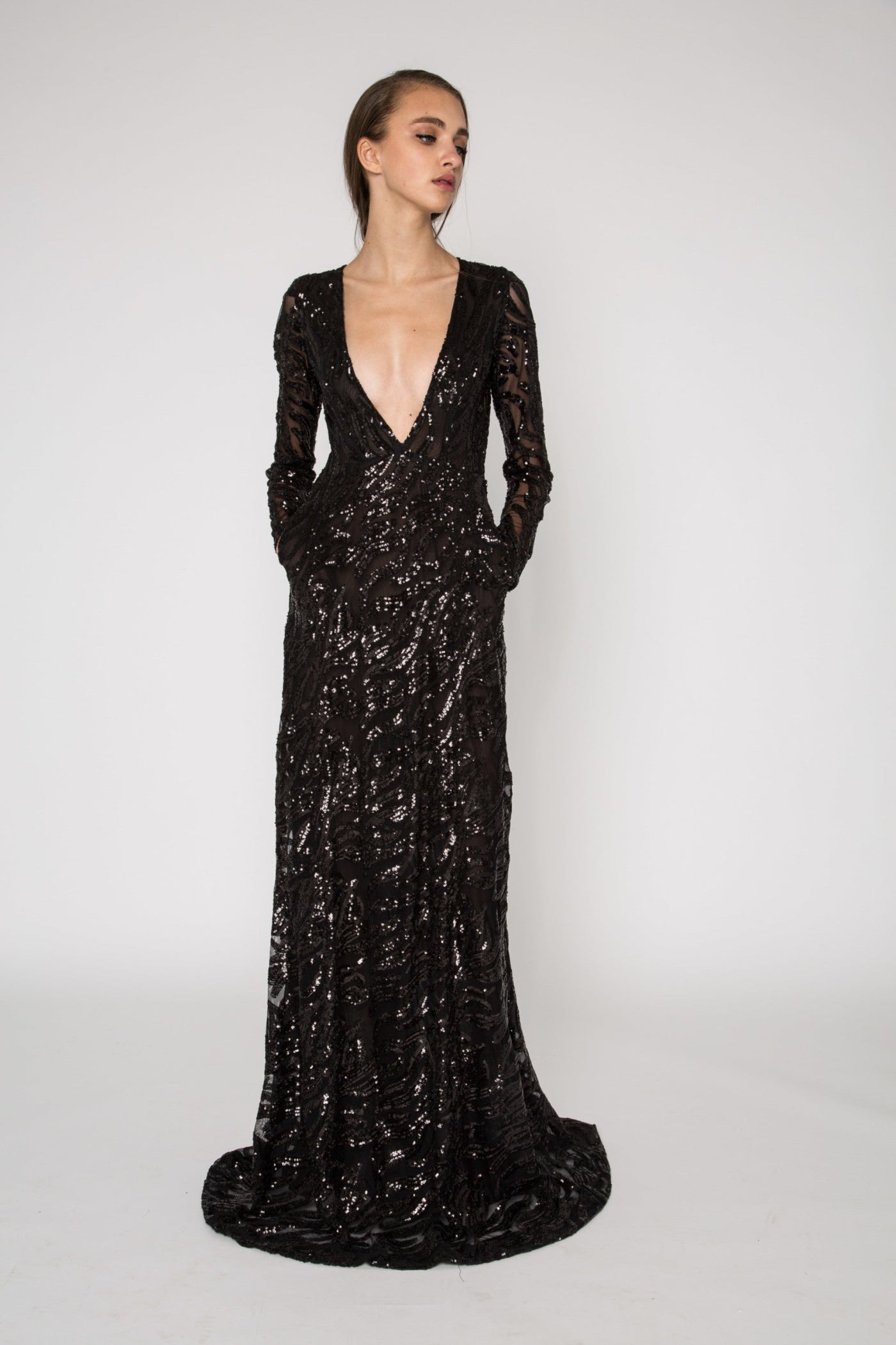 sequin gown with pockets