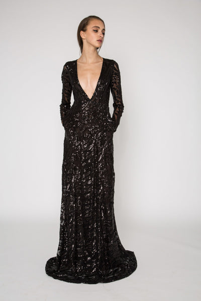 sequin gown with pockets