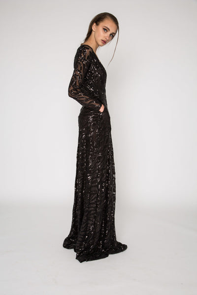 sequin gown with pockets
