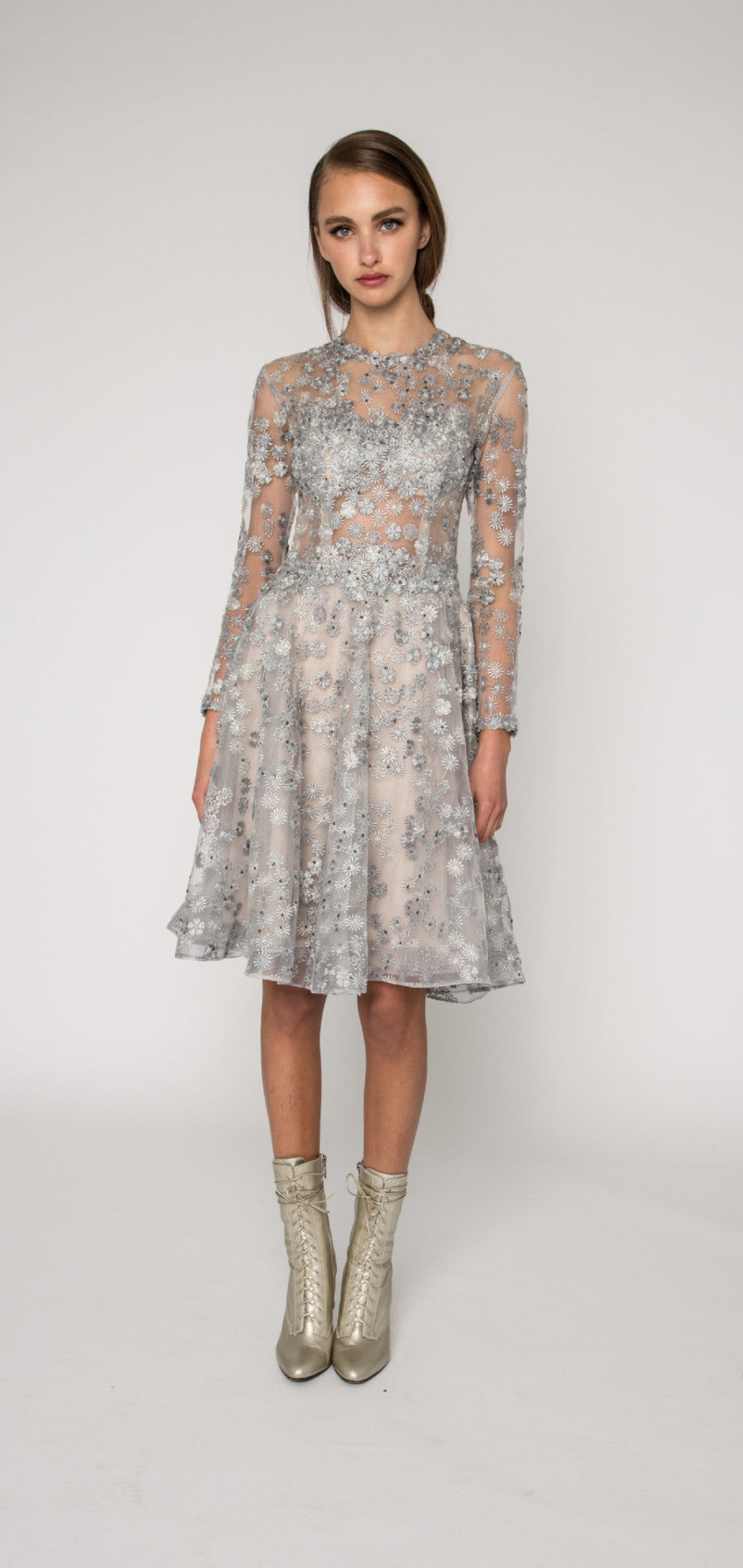 Lace embellished cocktail dress