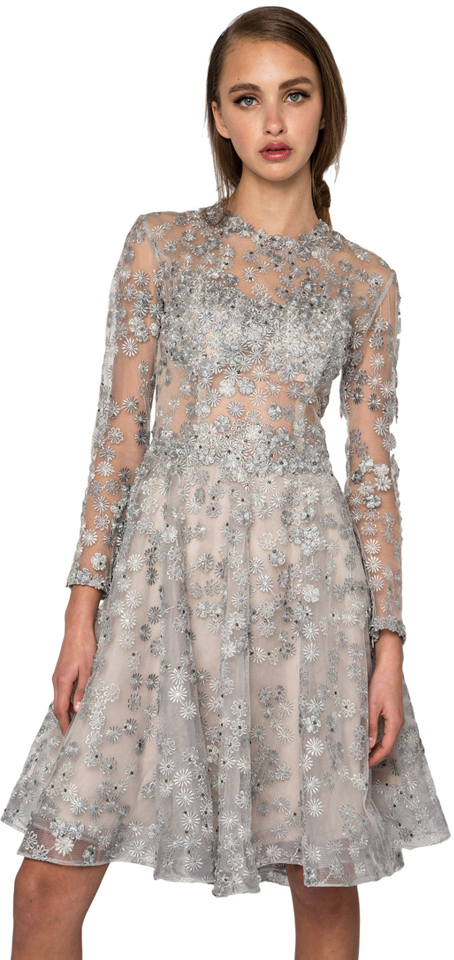 Lace embellished cocktail dress