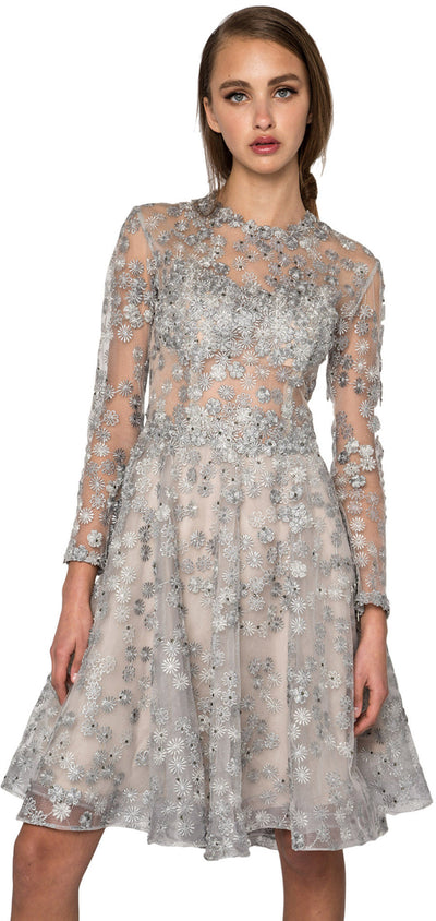 Lace embellished cocktail dress