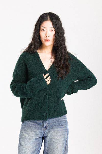 Lara Alpaca wool  Knit Cardigan  - Forest