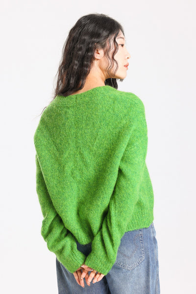 Lara Alpaca wool  Knit Cardigan - Green