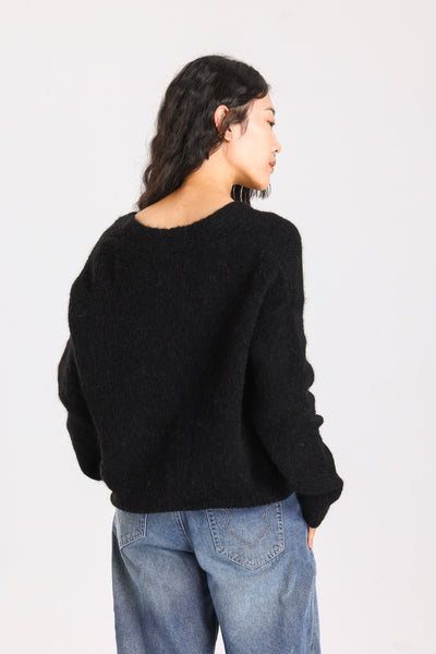 Lara Alpaca wool  Knit Cardigan - Black