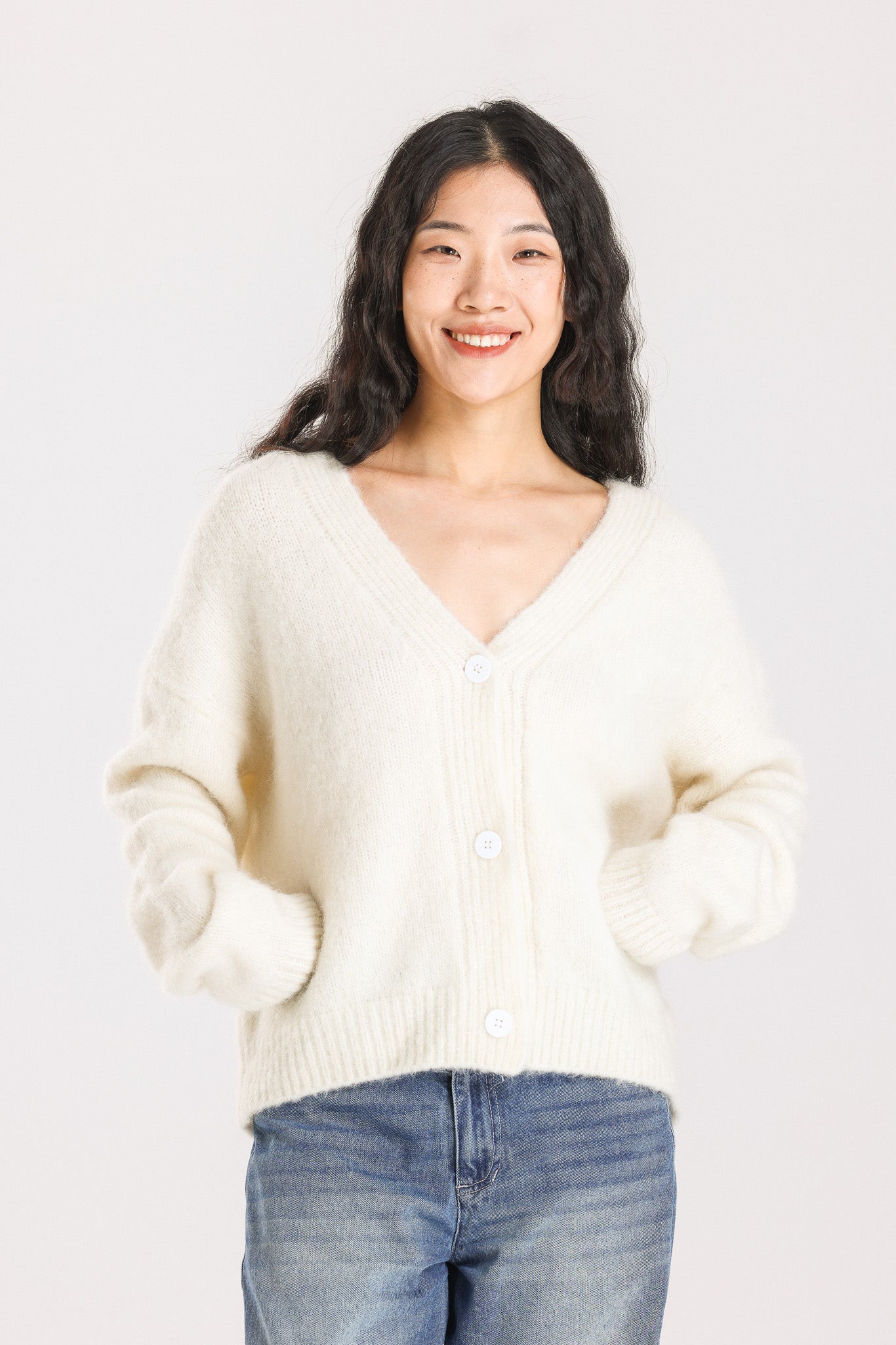 Lara Alpaca wool  Knit Cardigan - White
