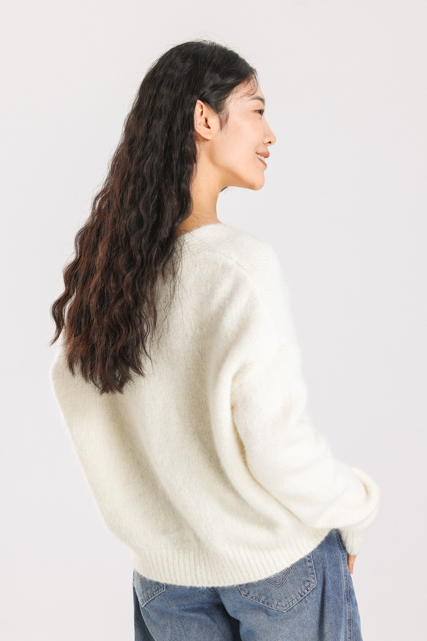 Lara Alpaca wool  Knit Cardigan - White