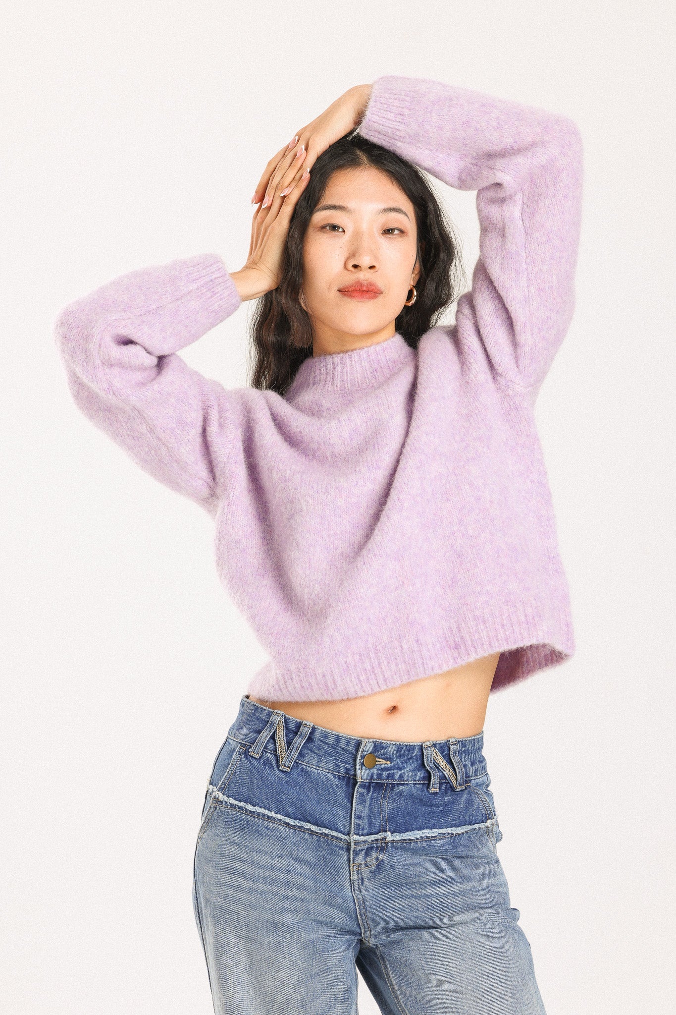 Lara Basic Alpaca wool  Knit Jumper - Purple