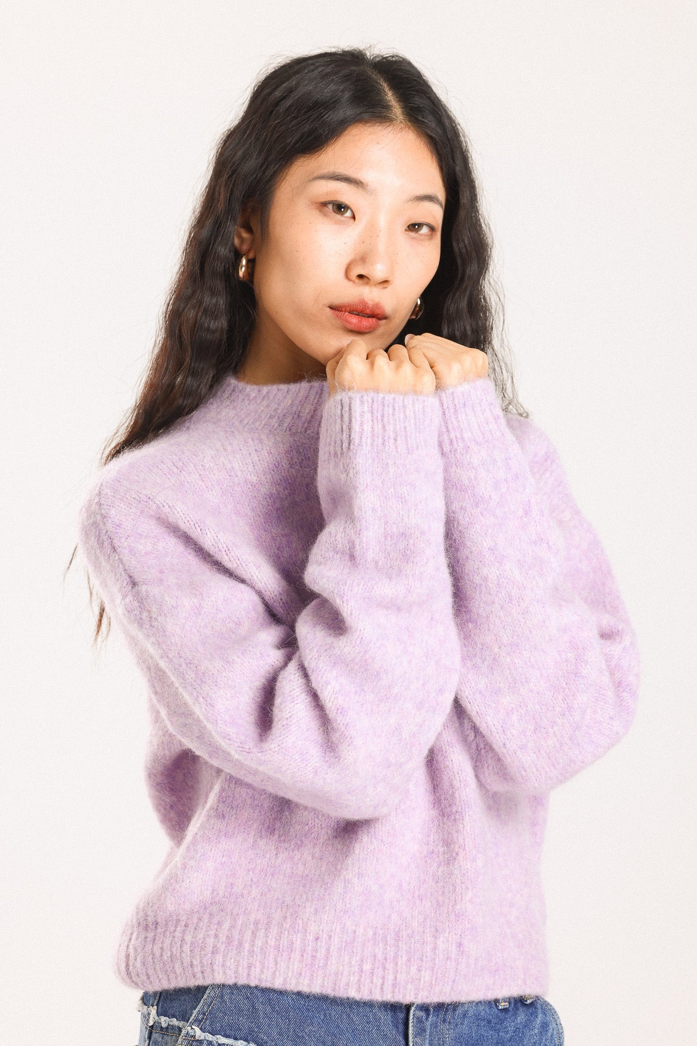 Lara Basic Alpaca wool  Knit Jumper - Purple