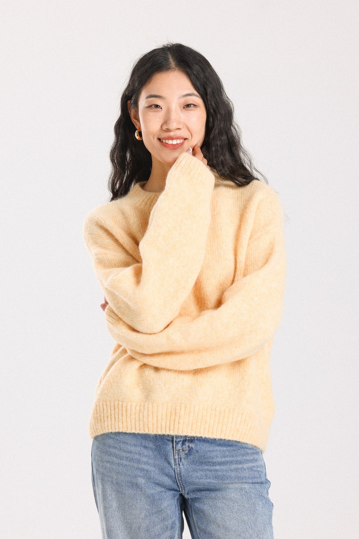Lara Basic Alpaca wool  Knit Jumper - Yellow