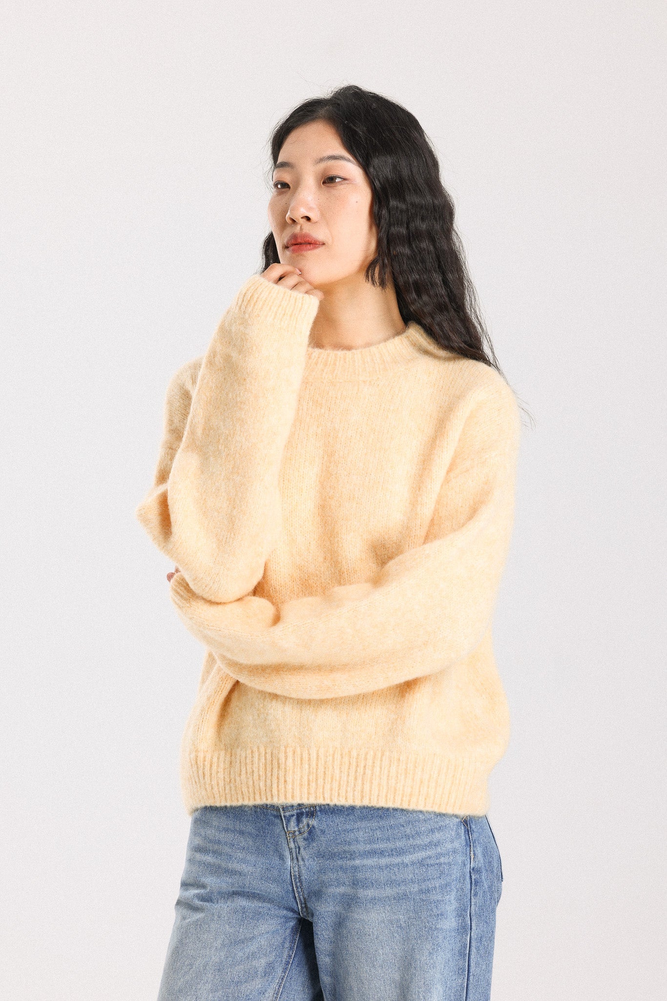 Lara Basic Alpaca wool  Knit Jumper - Yellow