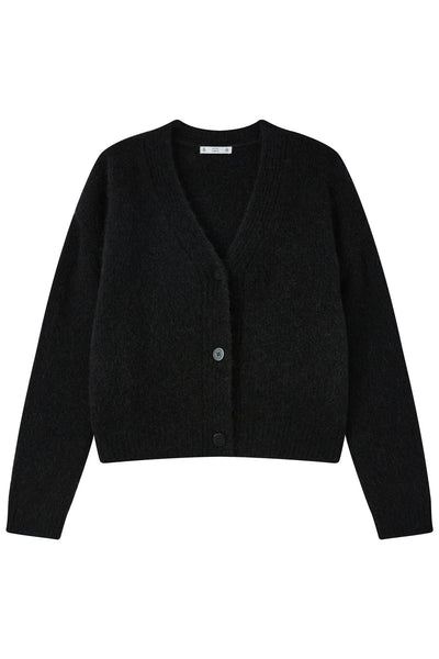 Lara Alpaca wool  Knit Cardigan - Black