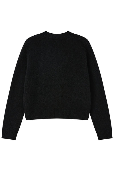 Lara Alpaca wool  Knit Cardigan - Black
