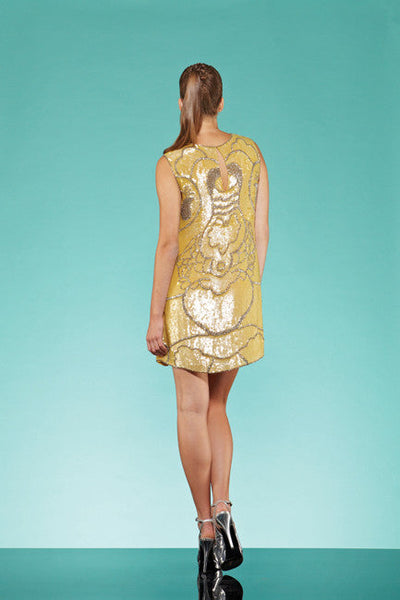 Iridescent sequin beaded mini dress
