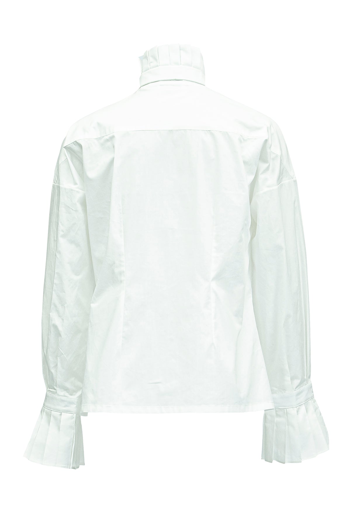 Chelsea - Cotton Blouse W/ Pleated Collar & Long Bow Tie