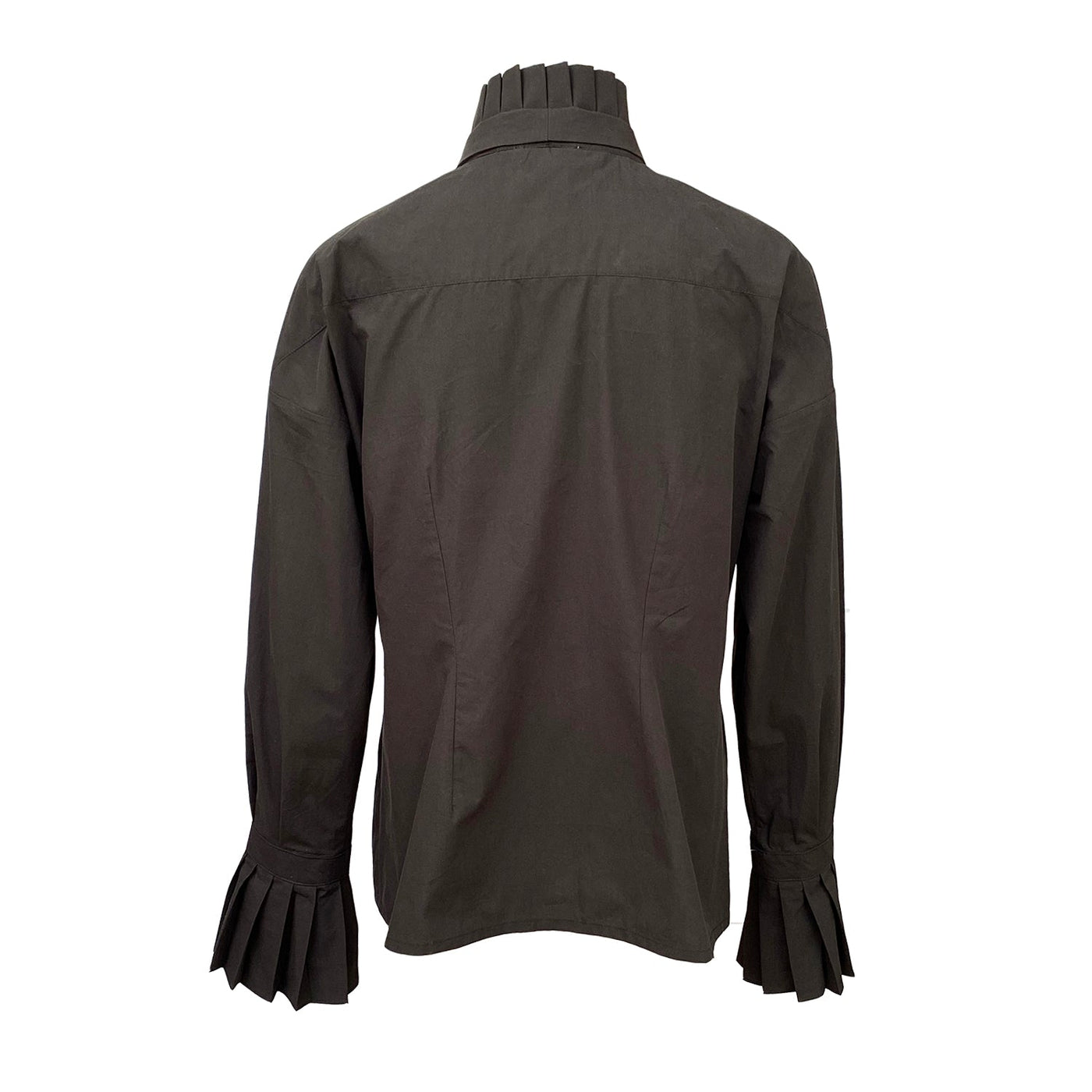 Chelsea - Cotton Blouse W/ Pleated Collar & Long Bow Tie