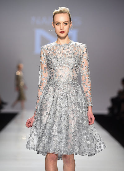 Lace embellished cocktail dress