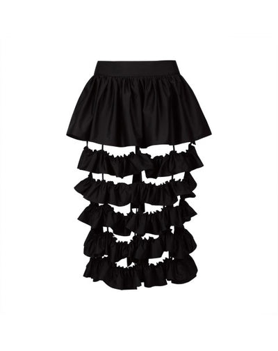 Black Silk Organza Ruffled Skirt
