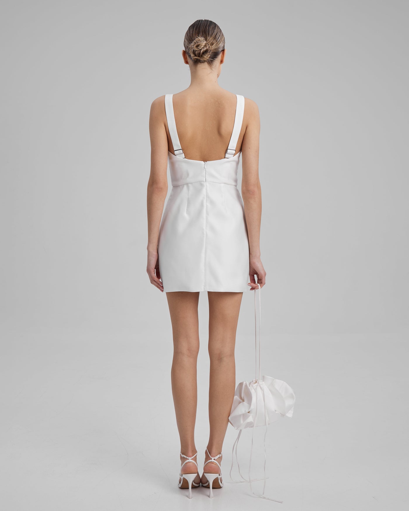 LUNA DRESS | square neckline mini in white