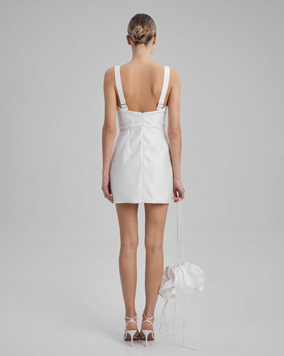 LUNA DRESS | square neckline mini in white