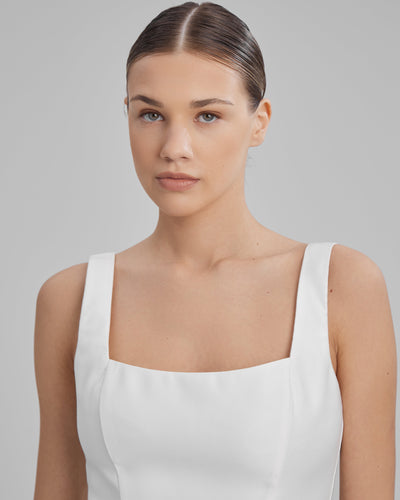 LUNA DRESS | square neckline mini in white