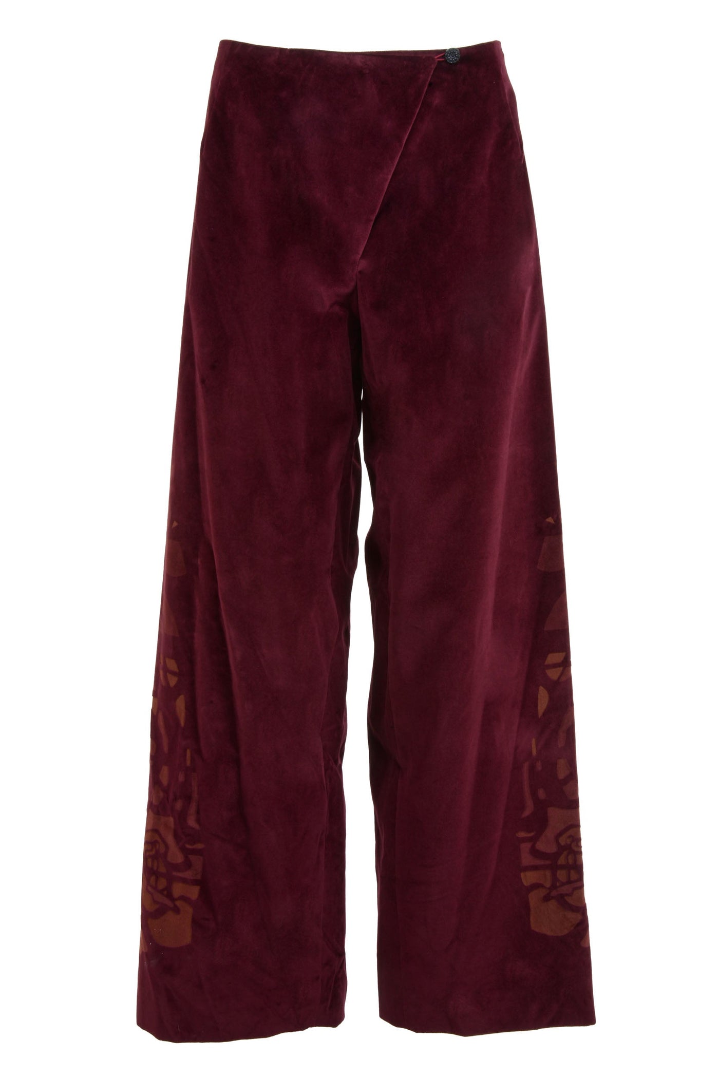 Brigette Trousers in Burgundy Velvet with laser cut details
