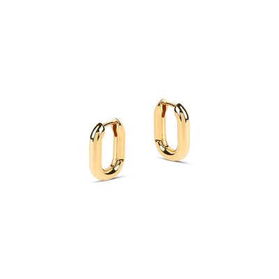 The must-have huggies for every season. The Bella Mini Rectangular Gold Earrings are the smaller version of our best selling Bella chunky rectanguler hoops.